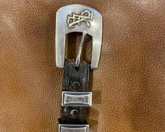 Sterling buckle and tip with 10K gold men's belt