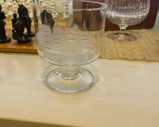 Set of 6 sailing ships glasses