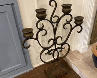Heavy metal scrolled candle holder 