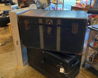 Antique TRUNKS, both with inside storage boxes