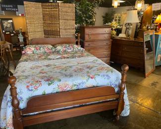 Very Nice, Solid CHERRY Bedroom Suite: Bed, Dresser, Mirror, and Chest of Drawers