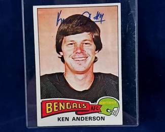 1975 Topps 160 Ken Anderson Signed Autograph