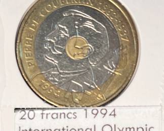 20 FRANCS INTERNATIONAL OLYMPIC COMMEMORATIVE COIN
