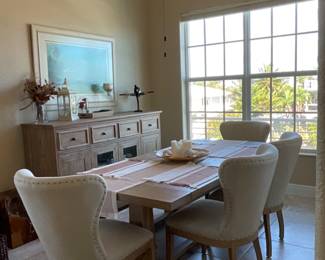Dining set and console available. Artwork and accessories in this photo not available