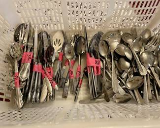 Silverware - Some Matching Pieces (Taped) & Many Loose Pieces 