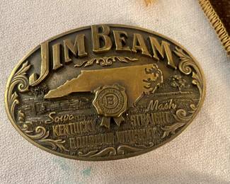 Jim Beam (NC) 1996 Sour Mash Brass Belt Buckle - Limited Edition  - Made In USA