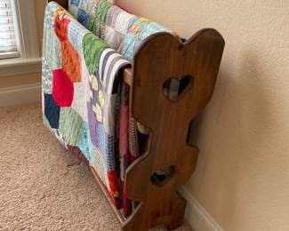 blanket rack & quilts