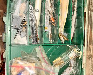 Tackle box of fishing lures.