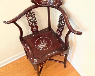 Chinese inlay side chair. Inlay throughout entire chair.  Beautiful.
