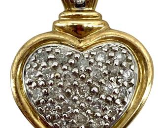 Diamond Inlaid 10K Gold Heart Pendant