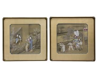 2pc. Antique Chinese Gouache Paintings