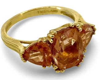 Sun Stone Inlaid 14K Gold Ring