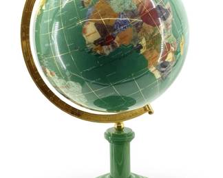 Green Semi Precious Stone World Globe