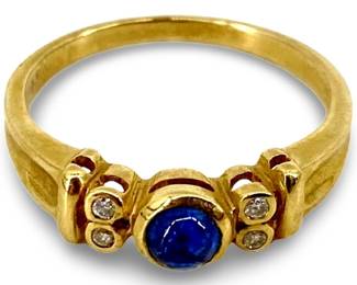 Topaz and Diamond Inlaid 18K Gold Ring