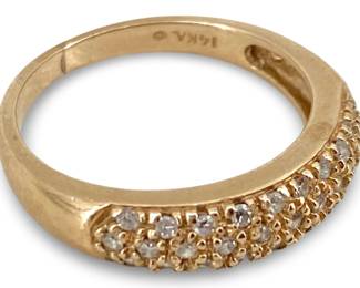 Diamond Inlaid 14K Rose Gold Ring