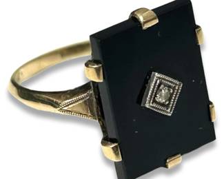 10k Gold Diamond & Onyx Ring