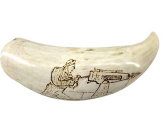 Old Signed Robert Mills Scrimshaw Whale Tooth