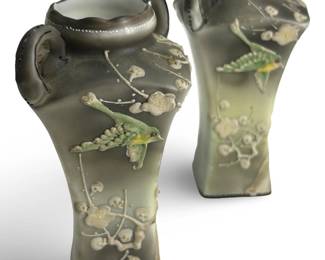 2pc. Antique Hand Painted Porcelain Nippon Vases