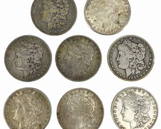 6pc Vintage 1879-1897 Morgan Silver Dollars