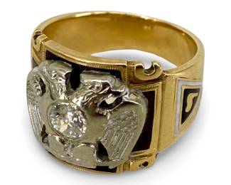 Diamond inlaid 14K Gold Eagle Design Ring