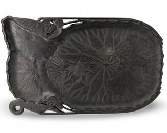 A Large Carved Japanese Wooden Flower Motif Tray