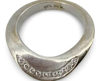Diamond Inlaid 14K White Gold Ring