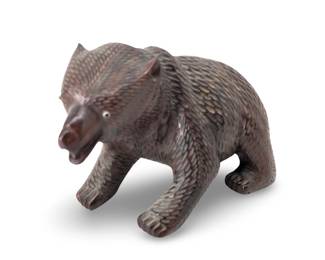 Detailed Solid Hand Carved Ironwood Grizzly Bear
