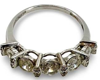 Cubic Zirconia Inlaid 14K White Gold Ring