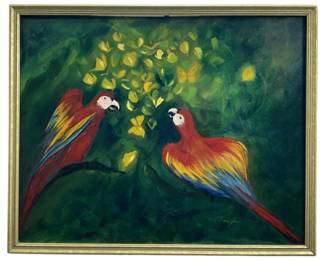Signed A. Douglas Parrot Oil on Canvas