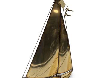 John Demott Brass Sailboat Marble Sculpture