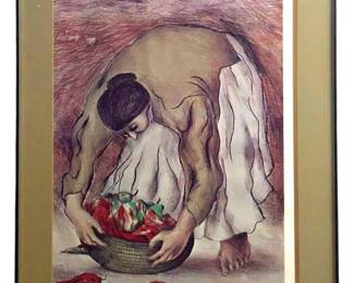 RC Gorman “Woman with Chili Peppers" Print