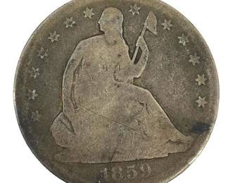 1859 Seated Lady Liberty Half-Dollar Coin