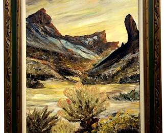Signed “Saw Tooth Mountains" Oil on Canvas