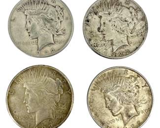 4pc 1922 Peace Dollar Collection