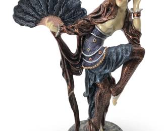 Intriguing Art Deco Resin Fan Dancer Figurine