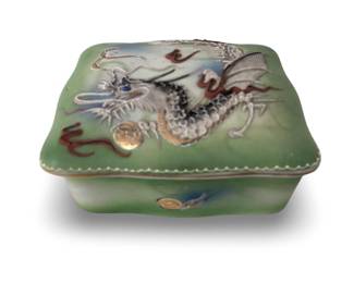 Detailed Japan Porcelain Dragon Cigarette Case