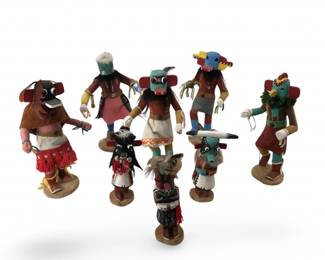 (8pc) Hand Carved & Painted Wood Kachinas