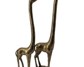 2 Mid Century Modern Brass Giraffe Figures
