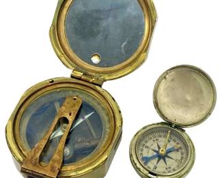 Brass Brunton Compass & Pocket Compass