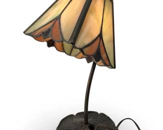 Art Nouveau Desk Lamp Leaded Glass Shade