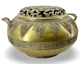 Vintage Qing Dynasty Brass Censor