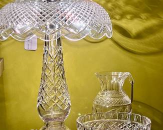 Waterford crystal lamp, bowl, vase