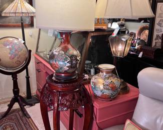 Collection of Lamps, Vintage Free Standing Globe