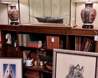 Imari Style Lamps, Model Ship, Vintage and Antique Books