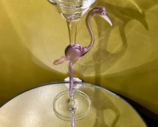 Blown Flamingo Martini Glass
