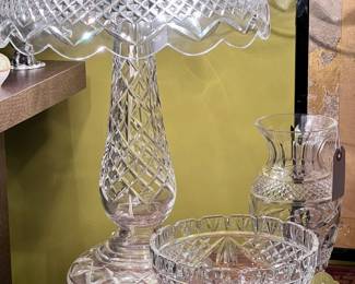 Waterford Crystal Achilles Lamp,  Waterford Penrose Footed Bowl, Waterford Crystal Vase