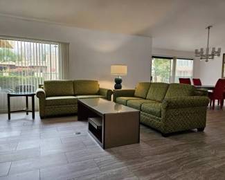 Sleeper Sofa Queen and Twin. Green and Gold from the Troon Four Seasons resort. Coffee Table available. End Table Available. Lamp Available.