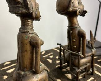 Extremely rare Cameroon couple- Benin Antique BRONZE ( very heavy and tall) KING & Queen .