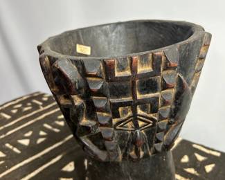 Dogon- vintage hand craved wood cup- heavy!
