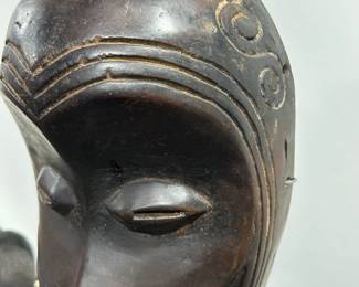 Original vintage- Bena Lulua mask. Congo (dated second half of the 20th Century). Beautiful cravings on the head!